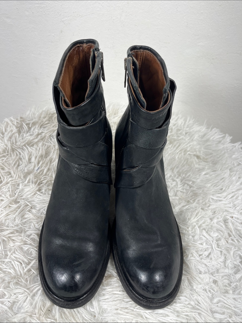A.S.98 Black Leather Ankle Boots with Tan Interior - Picture 3 of 7